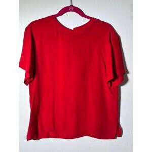 Vintage Jones New York Women's Red Thin Light Silk Blouse Top Size 14